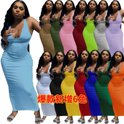 China Bodycon Maxi Elegant Women Summer Party Sleeveless Casual Dress Round Neck 2022 Anti-static Long for sale