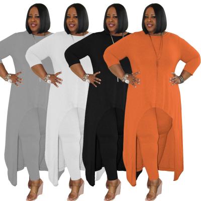 China New Viable Solid Color Round Neck Plus Size Women Sets 2 Piece Set Casual Women 4XL 5XL for sale