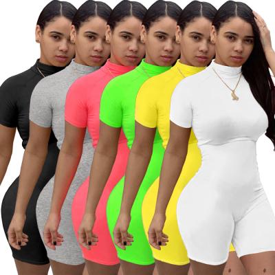 China 2021 Custom Anti-Wrinkle Womens Jumpsuit Rompers Biker Logo Shorts Set Outfit Women Bodycon One Piece Overalls for sale