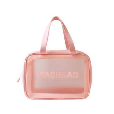 China Lady Factory direct sales portable frosted translucent PVC toiletry bag fashion makeup bag large capacity for sale