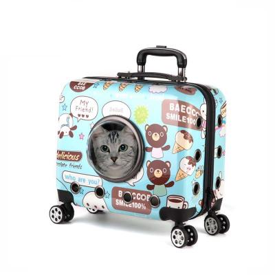 China PC Printed Travel Trolley Case Convenient 18 Inch Wheel Pet Trolley Bag Pet Trolley Case for sale