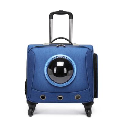 China Oxford 18 Inch Universal Wheel Portable Pet Travel Case Cat and Dog Pet Trolley Crate for sale