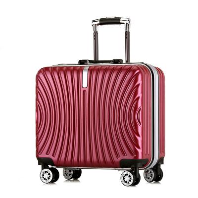 China PC+ABS 18 Inch Solid Color Boarding Case Aluminum Cabin Trolley Crate Student Trolley Cabin Frame Luggage Roll Moving Bag for sale