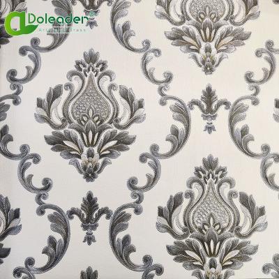 China Restaurant modern wood background wallpaper Doleader 3D PVC wallpaper waterproof stocklot for sale