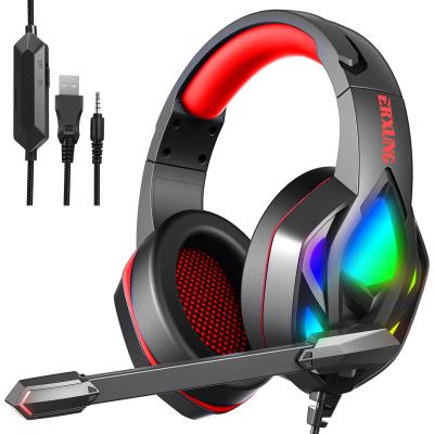 China Best Custom Headband New Arrival H100 RGB Light Over Ear Wire Gaming Headphones With Microphone For Internet Bar for sale