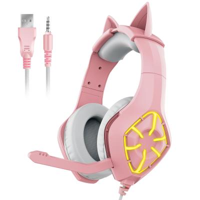 China Best Custom Cute Pink RGB Logo Gaming Headsets Earphone Gaming Headset For Android Newest PS4 LED for sale