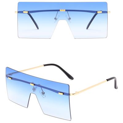 China Fashion Sunglasses Fashion Rainbow Bridge 2021 Glass Rimless One Piece Sunglasses Trend Big Frame Square Women Sunglasses Custom Logo for sale