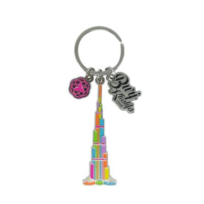 China Custom Soft Enamel Metal Key Chain Beautiful Design Decoration Tower Key Chain For Souvenir Gifts for sale