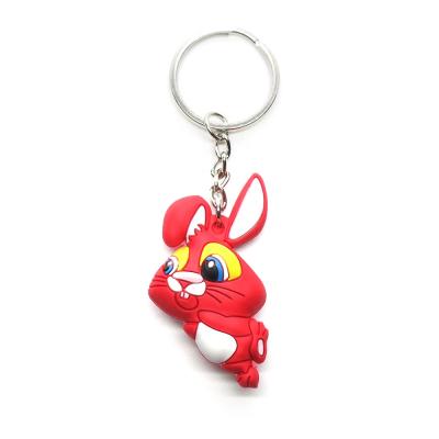 China Kawaii Rabbit 3D Customer Design PVC Keychain Key Chain Low MOQ Customized 3D PVC Keychain for sale