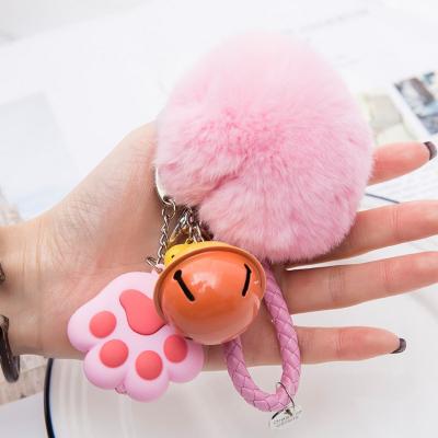 China Key Chain With Lovely Light Bear Cat Paw Lighting Key Ring Push Resounding Keyring Nice Presents For Friends for sale