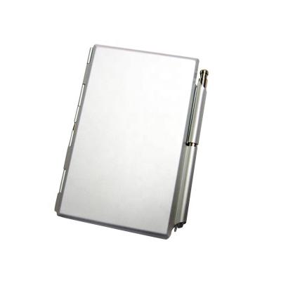 China Promotional Gifts Custom Logo Aluminum Notebook With Pen Notebook Promotional Mini Metal Cover for sale