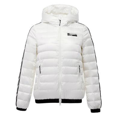 China 2021 Winter Fashion Stripe Hooded Lightweight Casual Sports Coat Women's Short Down Jacket QUICK DRY for sale