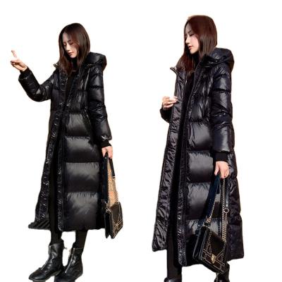 China Plus Size Waterproof Women's Coats Black Down Cotton Padded Jacket Winter 2022 Padded Jacket Lady Mid Length New Plus Size Coats for sale