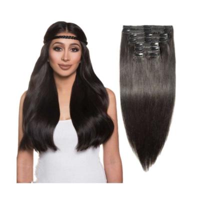 China European and American wig female straight hair clip real silky straight wave hair wig 8 piece hair wig for sale