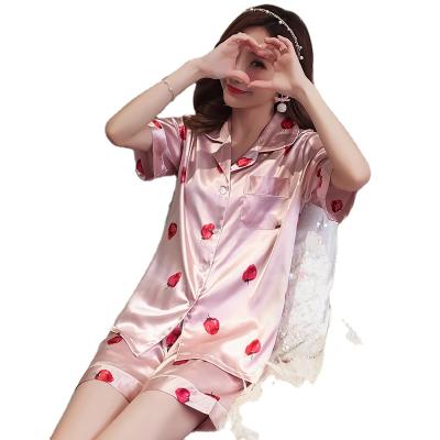 China Two-Piece Set Spring 2021 Pajamas Women's Summer Ice Silk Breathable Thin Shorts New Big And Autumn Silk Home Wear for sale