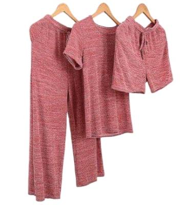 China Breathable Thin Short Sleeve Pajamas Summer Wear Casual Slacker Two Or Three Piece Suit For Women for sale