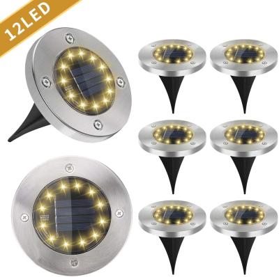 China 2021 New Garden Stainless Steel Lamp 12LED Waterproof Solar Inground Garden Lights Led Lights for sale