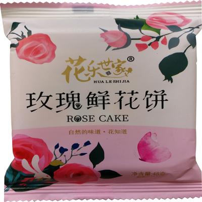 China Low-Sodium 48g Plastic Bag Snack Rose Flowers Cake Rose Taste Pastries for sale