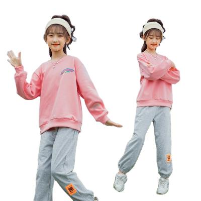 China Casual Girls Suit New Style Korean Big Kids Spring Net Red Suit Girls Hoodie Pants Both Pieces for sale