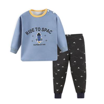 China Fashion winter home service children's thermal underwear sets infant plus velvet pajamas for sale