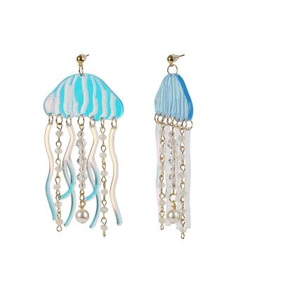 China Hypoallergenic Iridescent Hyperbola Jellyfish Earrings Dangle Earrings For Women Trendy Nautical Earrings for sale