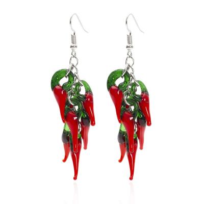 China Cute Red Neo-Gothic Glass String Boho Chili Pendant Earrings Hot Girls A Factory Pepper Earings Fashion Jewelry 2023 For Girls Women Party for sale