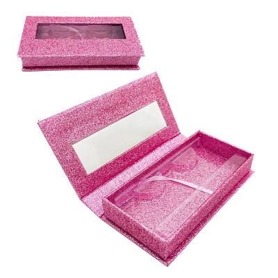 China Recycled Materials Rectangle Mink Lashes Box Kraft Paper Box With Window Wick Packaging Custom for sale