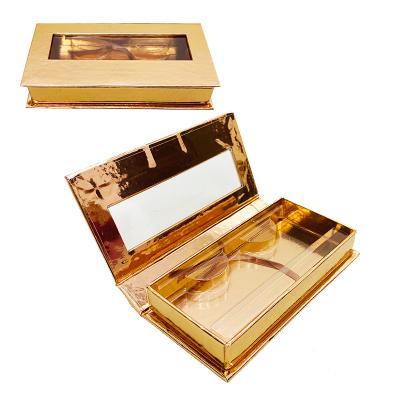 China Recycled Materials Rectangle Mink Lashes Box Kraft Paper Box With Window Wick Packaging Custom for sale