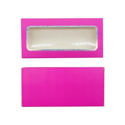 China Recycled materials pretty lashes boxes wholesale 3d mink lashes box eyelash case with window eye lash paper box company for sale