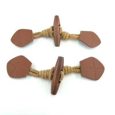 China Other UK Style Classic Leather Sew Coat Toggle Button Wood Toggle Buttons For Clothes for sale