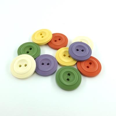 China Viable quality colorful spray paint engrave 2 hole buttons sewing resin buttons for clothes for sale