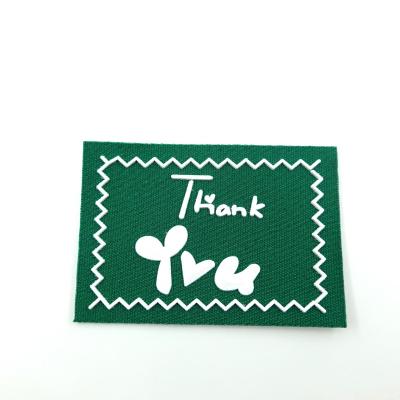 China Handmade Rectangular Thank You Sewing On Clothes Hat Jeans Patches Rubber Patch Garment Label for sale