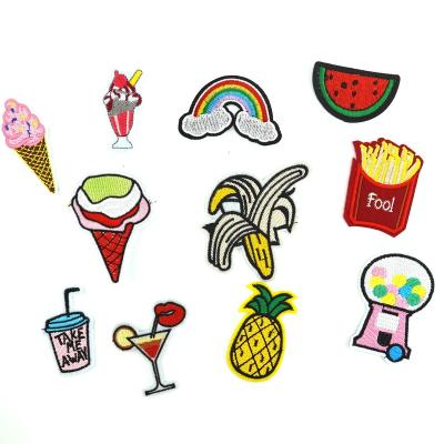 China Fashion Handmade Cartoon Food Rainbow Custom Patch Embroidered Iron On Patches Embroidery Patches for sale