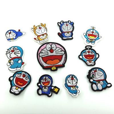 China Handmade Fashion Cartoon Doraemon Patch Embroidered Iron On Patches Mark Embroidery Patches for sale