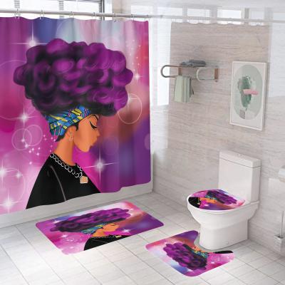 China Sustainable New Arrivals Bathroom Shower Curtain Set Black Girl Magic In Shower Curtains Fabric Afro Print Premium Shower Curtain for sale