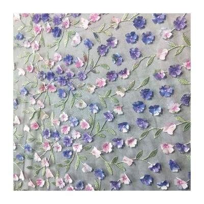 China Custom Flower Anti-Static French Dress Fabric Lace Embroidery Embroidery Fabric By The Yard for sale