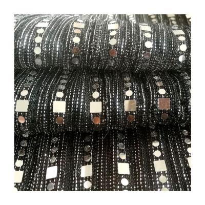 China Metallic lurex pleated fabric anti static pleating sequin two tone mesh lamé moonlight fabric with sequin fabric for sale