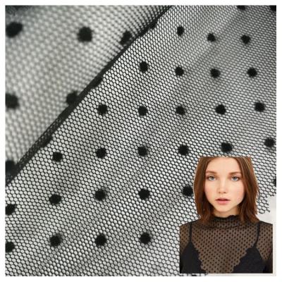 China Large Anti-Static Black Collated Polka Dot Mesh Roll Fabric Collated Printing Tulle Fabric By The Yards For Tutu Skirt Decoration for sale