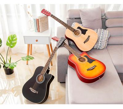 China Spruce Veneer Wholesales 38 Inches High Quality Single-board Spruce Wood Matte Folk Acoustic Guitar for sale