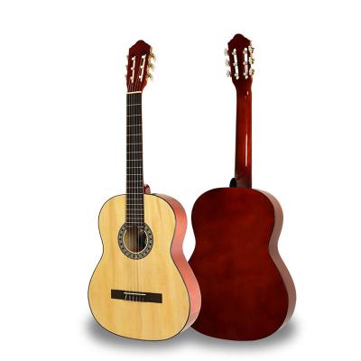 China Basswood Factory Wholesale 39 Inch High Quality Custom Design Basswood Rounded Glossy Classical Guitar for sale