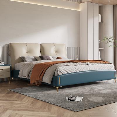 China (Other) SITU Queen King Bed Frame Genuine Leather Adjustable Faux Leather Tufted Headboard Upholstered Platform Bed for sale