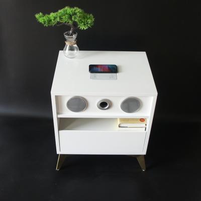 China Smart wireless charging 3 tier bedside table modern white wood smart nightsttand nightsttand with speaker for sale