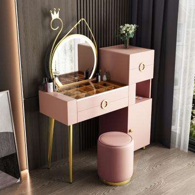 China SITU Adjustable High Quality Dressing Table Wooden Makeup (Height) Table With Led Light Mirror Drawers Vanity For Girls Bedroom for sale