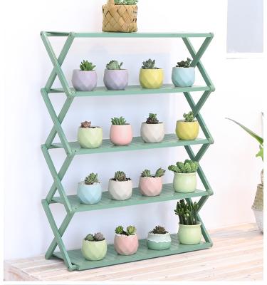 China (Size) Wholesale Adjustable Plant Flower Rack 5 Tier Folding Shoe Shelves Storage Organizer Bamboo Shoe Rack For Balcony for sale