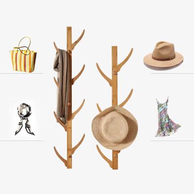 China SITU Design Sustainable Modern Bamboo Coat Racks 6 or 8 Hooks Walnut Wall Hanging Decor Hanger for Clothes Hats for sale