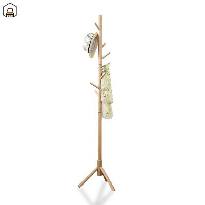 China (Others) Adjustable Stylish Easy Assemble Wooden Coat Rack Stand Holder 8 Adjustable Coat Hooks Coat Hanger Floor Standing Hanging Entrance Hall for sale