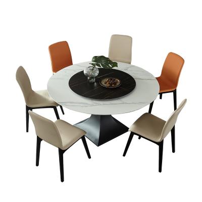 China Round slate 6 seater dining table (other) adjustable modern dining table set with chairs for dining room furniture for sale