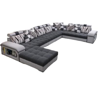 China Hot sale extendable big cheap living room sofas U shape fabric sofa set 7seats furniture in living room for sale