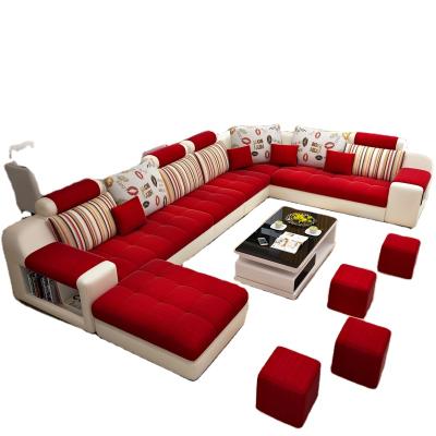 China (Other) Furniture Factory Living Room Adjustable Sofas Bed Set Fabric Couch Long U Shape Sectional Sofa for sale