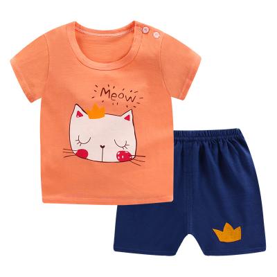 China Good Quality And Low Price Anti-wrinkle Organic T-shirt Baby Clothes Summer Two Piece Organic Pajamas for sale